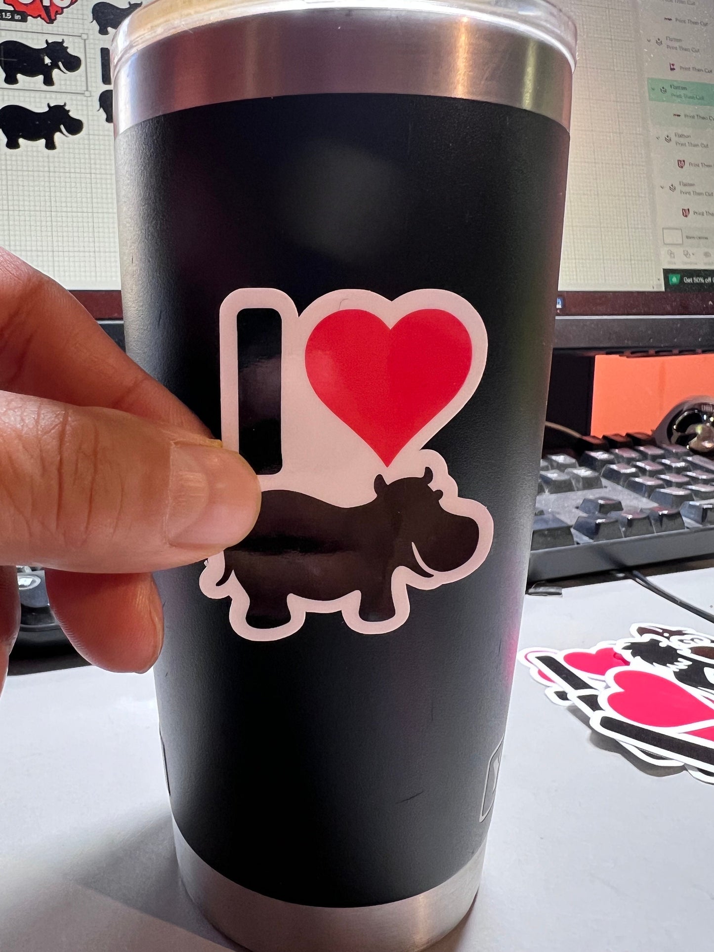 I Heart Hippos Vinyl Sticker image 4