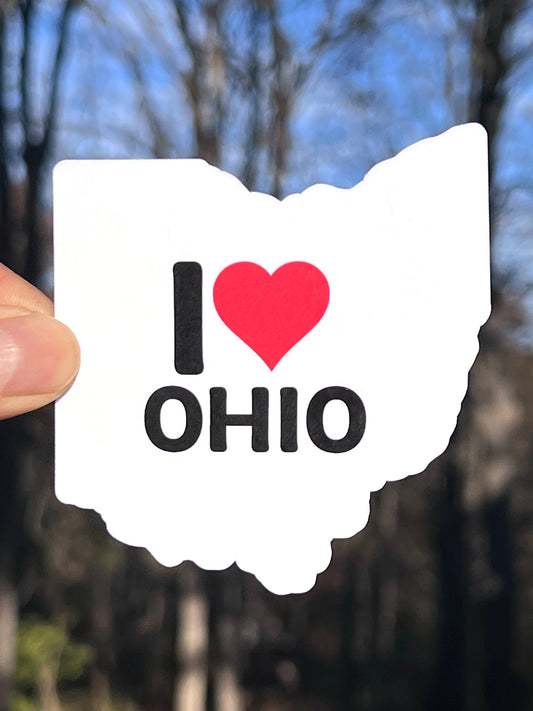 I Love Ohio Sticker | I Heart Ohio Vinyl Sticker | Ohio State shaped sticker | Buckeye State