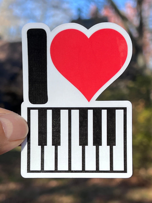 I love Piano Sticker | I Heart Keyboard Vinyl Sticker | Music Teacher | Piano Lessons | Piano Keys