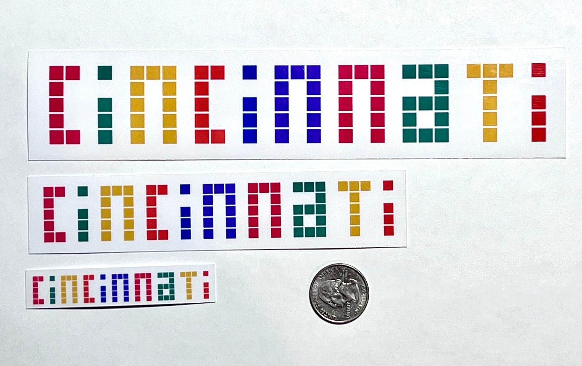 Cincinnati Pixel Art Vinyl Sticker image 2