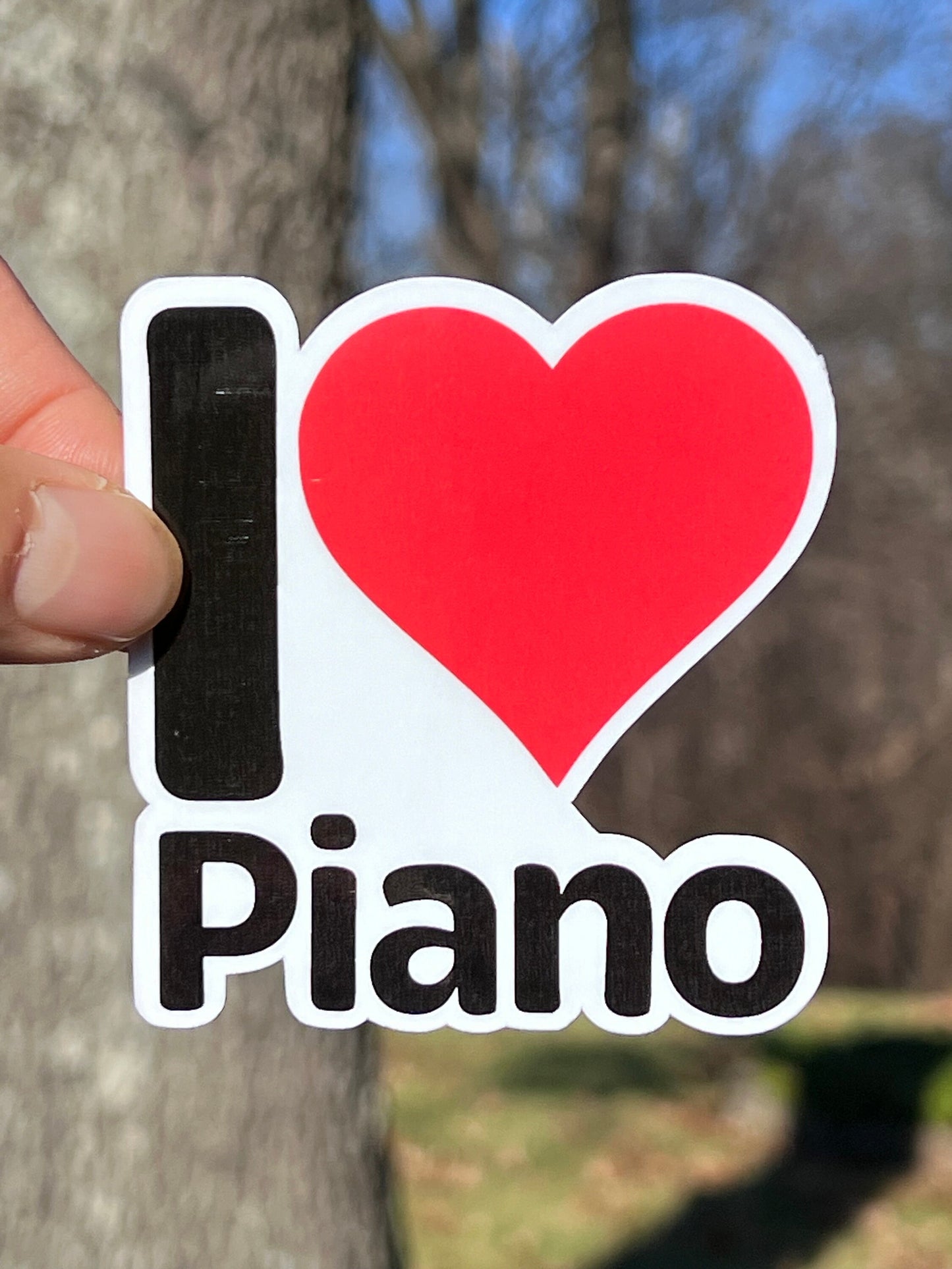 I love Piano Word Sticker | I Heart Piano Vinyl Sticker | Music Teacher | Piano Lessons Gift