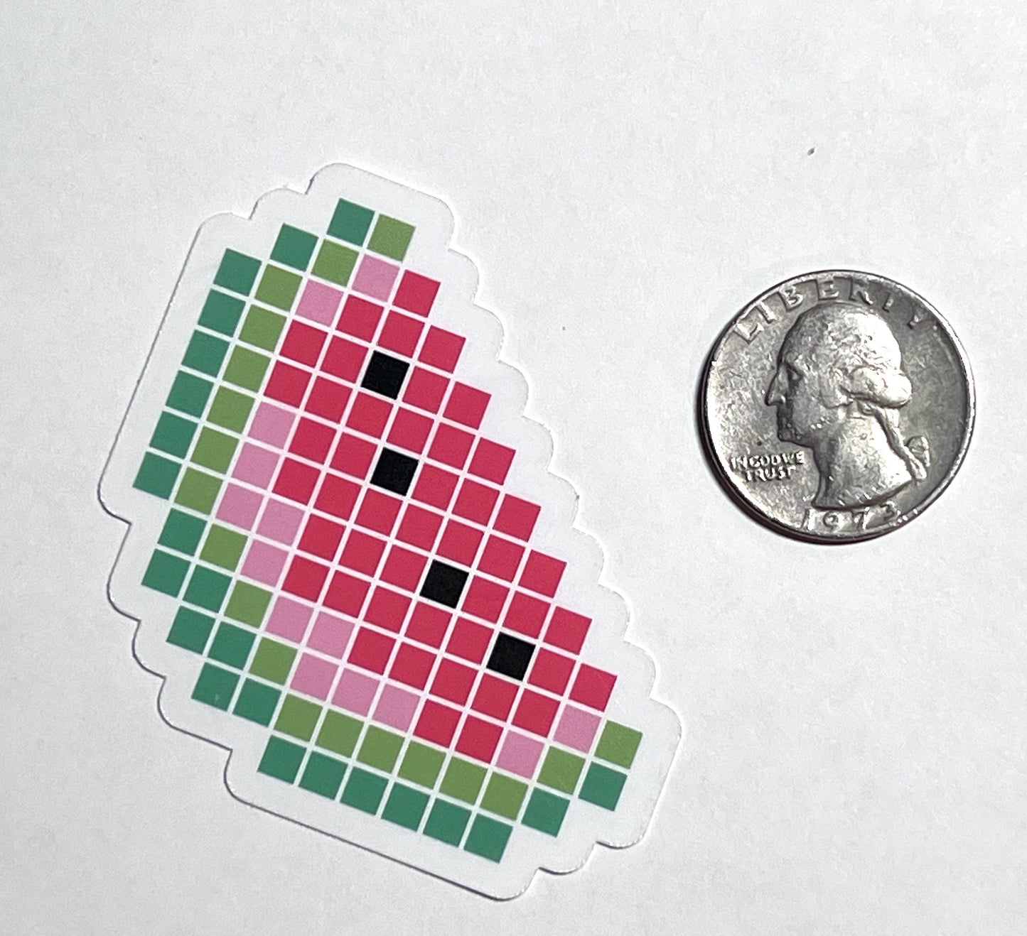 Pixel Watermelon Vinyl Sticker image 3