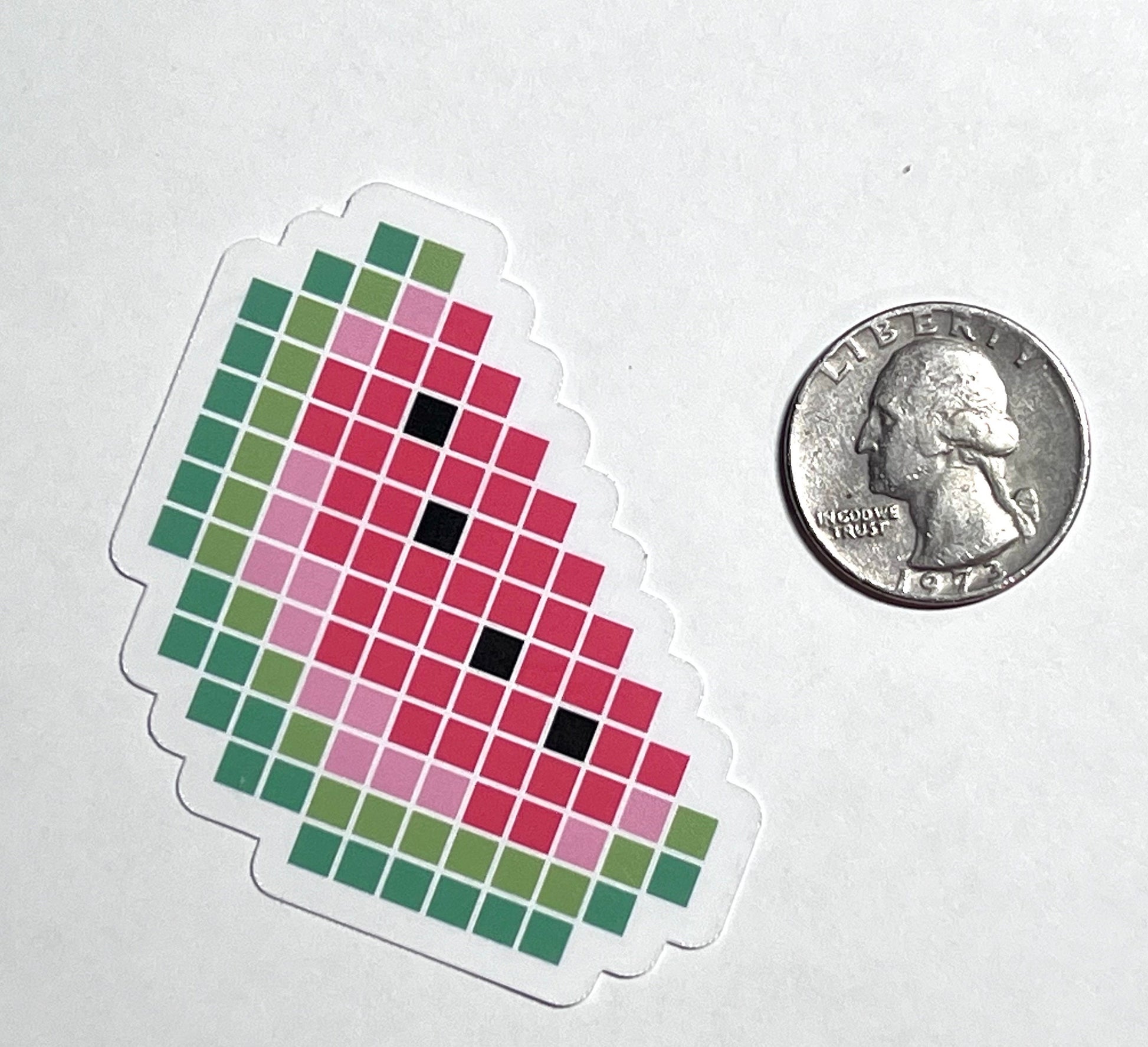 Pixel Watermelon Vinyl Sticker image 3