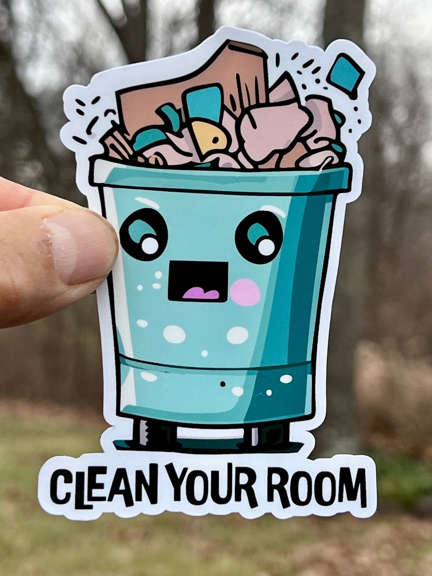 Clean Your Room Garbage Can Sticker | Cute Garbage Can Sticker