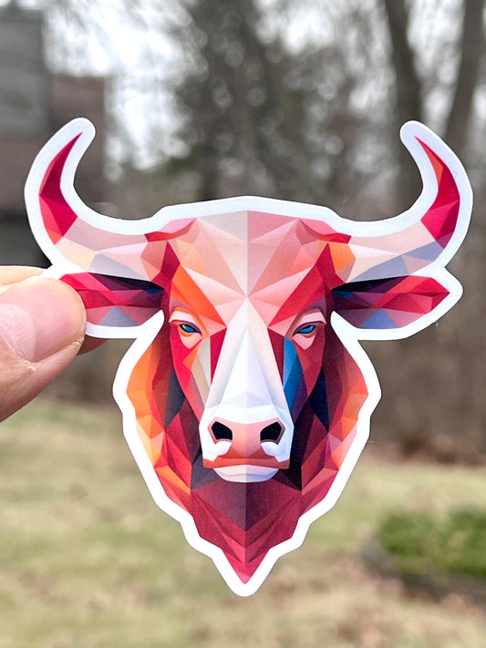 Bull Steer Sticker | Cow Cattle Vinyl Sticker | Stylized Geometric Bull