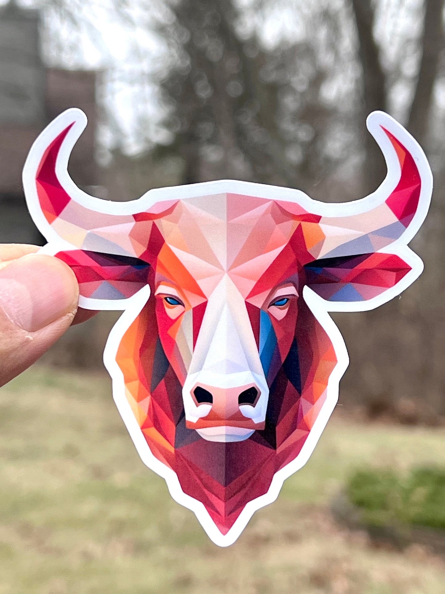 Geometric Bull Vinyl Sticker