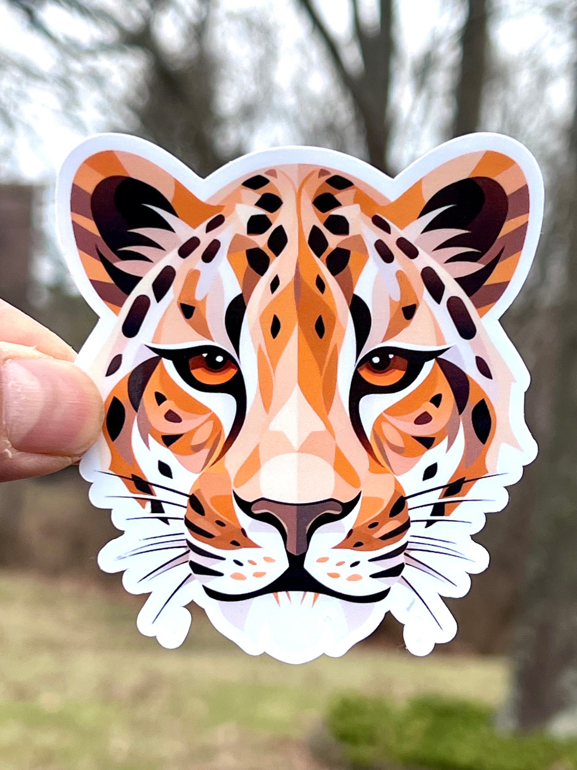 Geometric Cheetah Head Vinyl Sticker