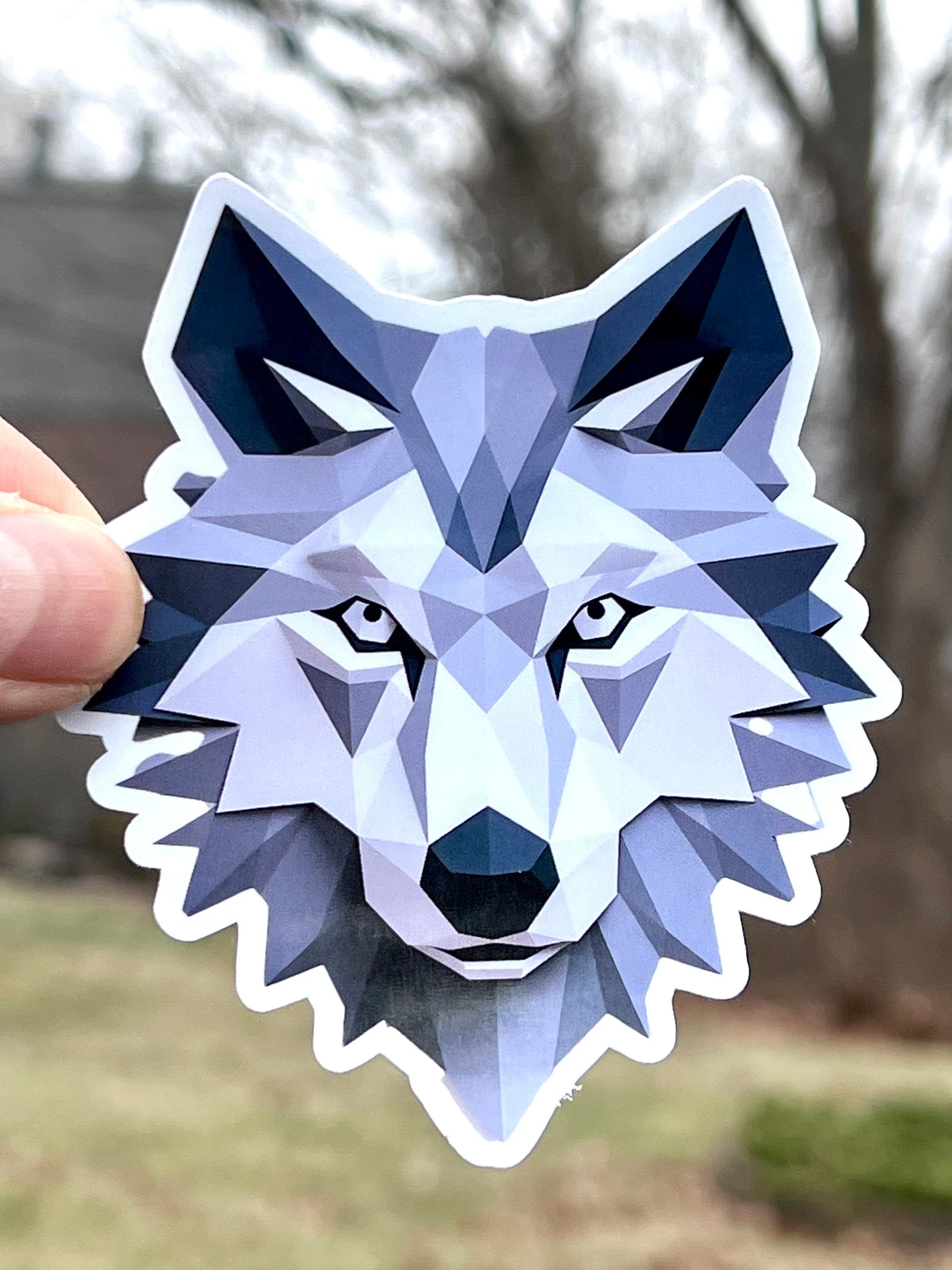 Geometric Wolf Head Vinyl Sticker