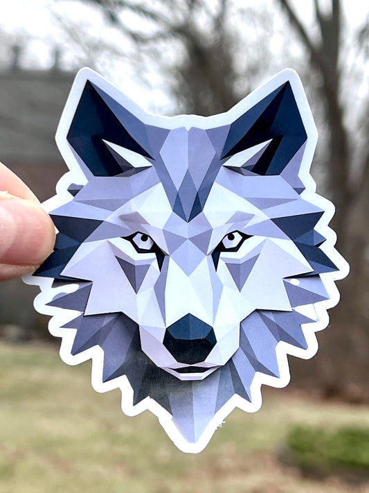 Geometric Wolf Head Vinyl Sticker