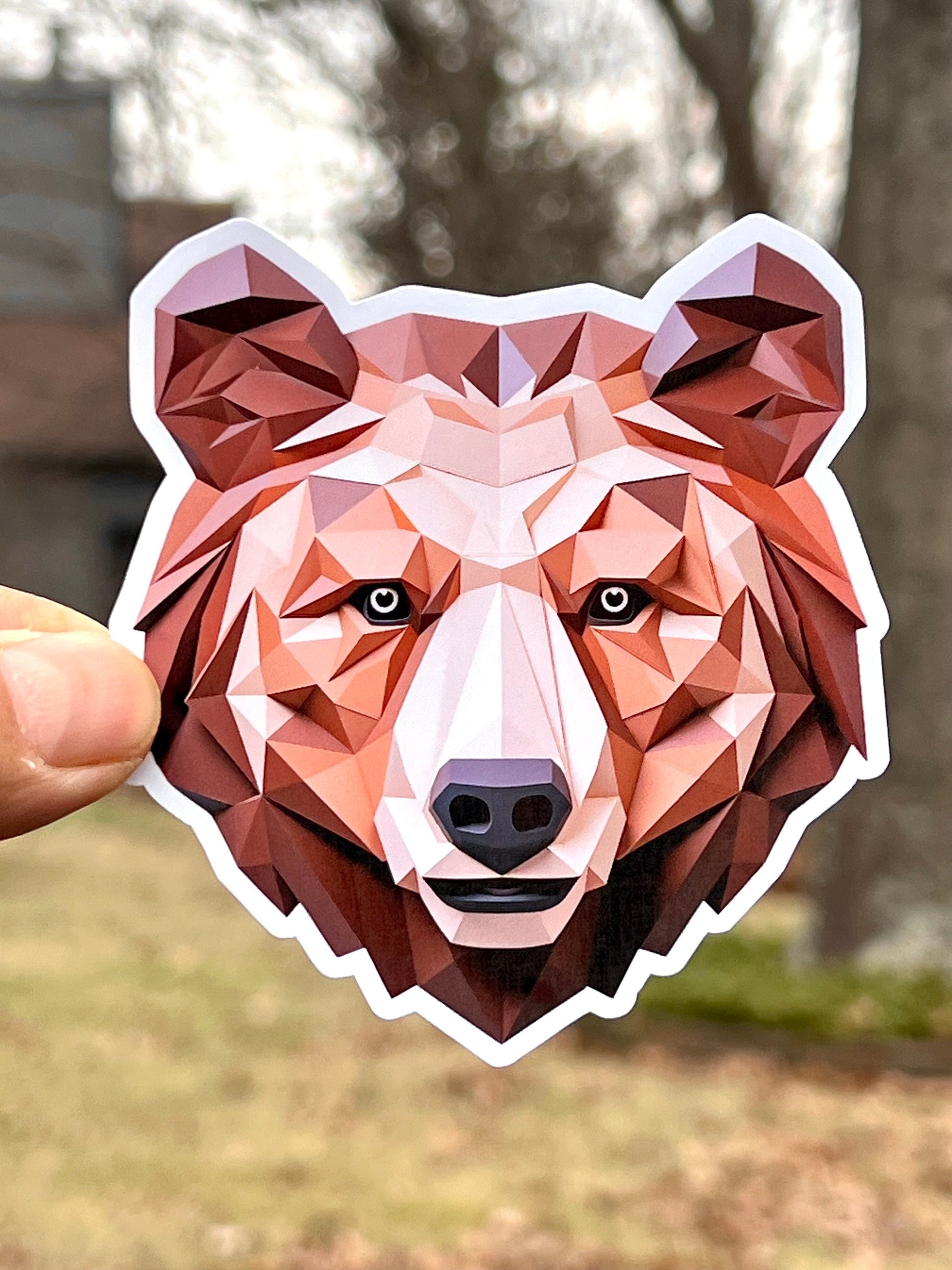 Geometric Brown Bear Vinyl Sticker