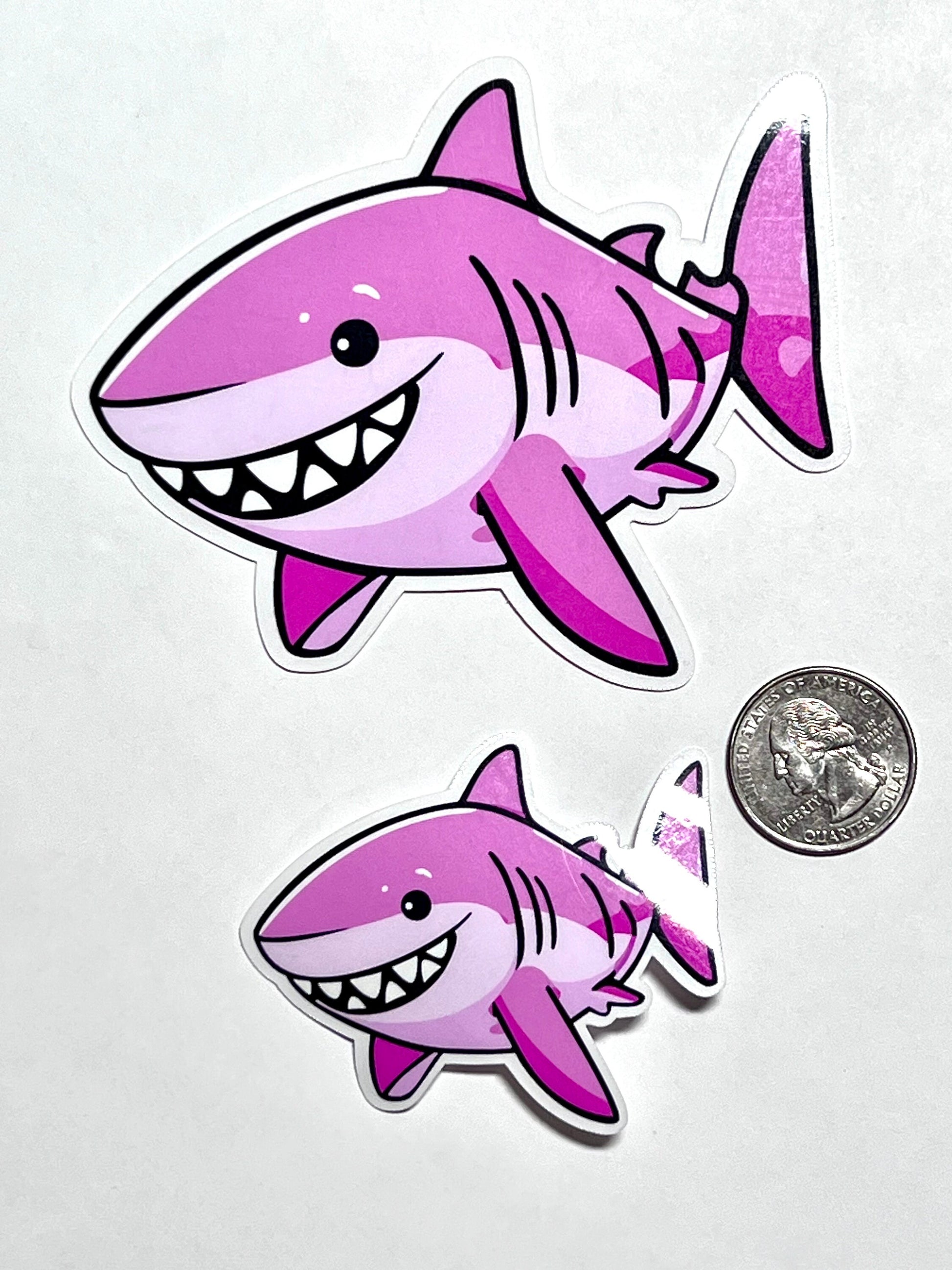 Pink Shark Vinyl Sticker image 2