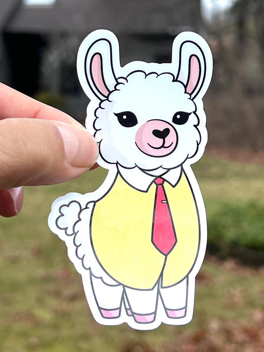 Yellow Llama in Shirt and Tie Sticker | Boss Llama Sticker | Work Llama | Office Llama gift | Cute Llama | Llama lover