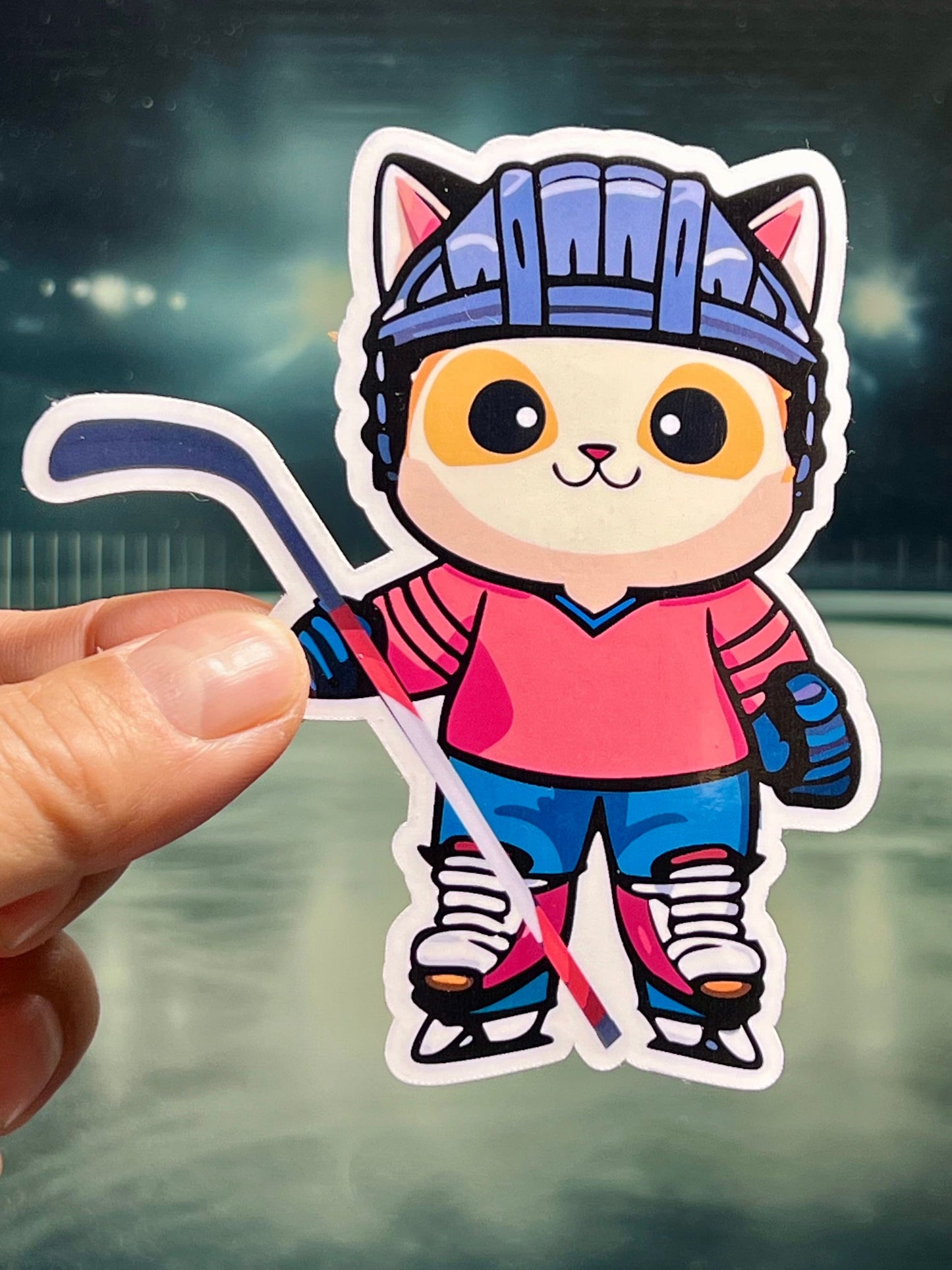 Hockey Cat | Cat Playing Ice Hockey Vinyl Sticker