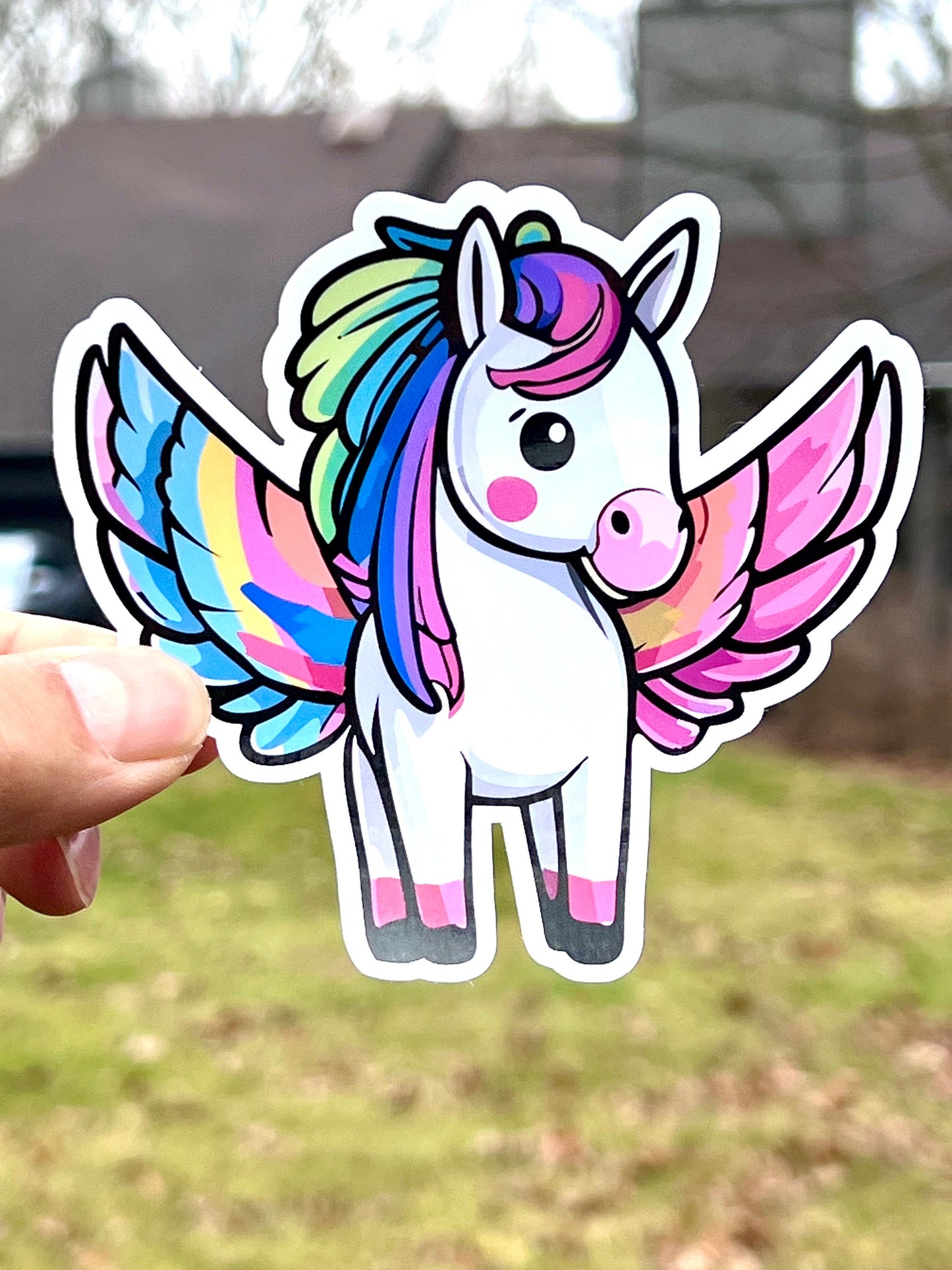 Rainbow Pegasus Sticker | Colorful Fantasy Horse | Pegasus Lover | Winged Horse Gift | Mythical