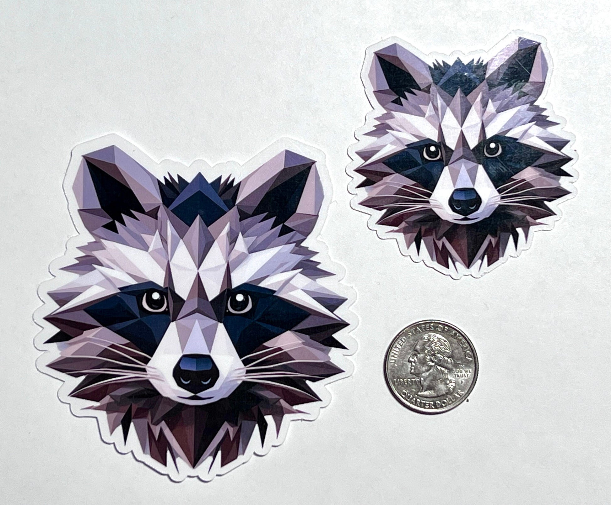 Geometric Raccoon Head Vinyl Sticker image 2
