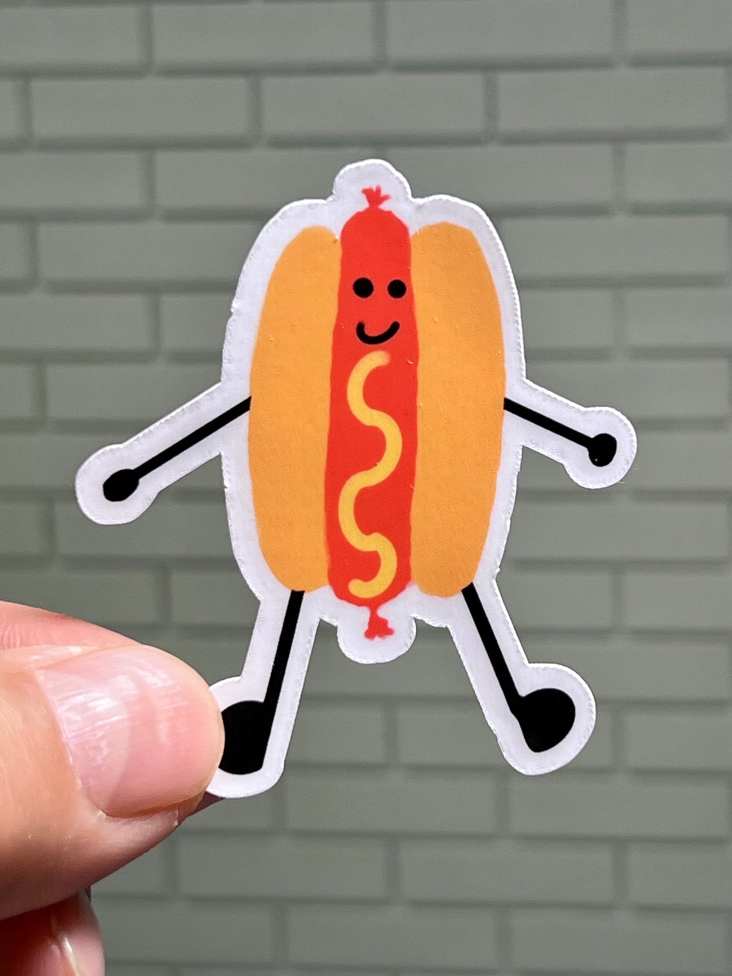 Mr. Hot Dog Cartoon Hot Dog Vinyl Sticker