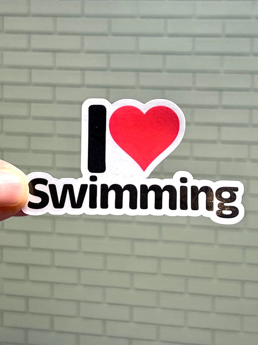 I Love Swimming Sticker | I Heart Swimming Sticker | Swim Team Sticker | Triathlon | Swim Club | Swim Lessons