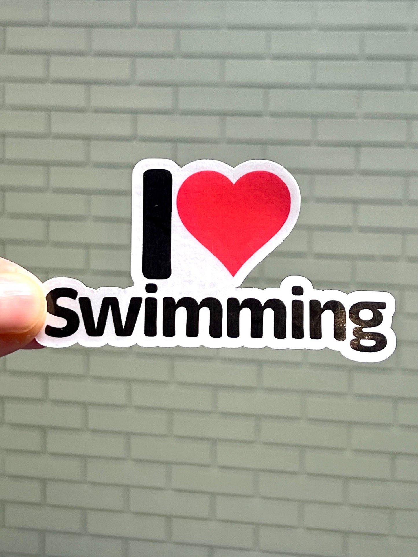 I Love Swimming Vinyl Sticker