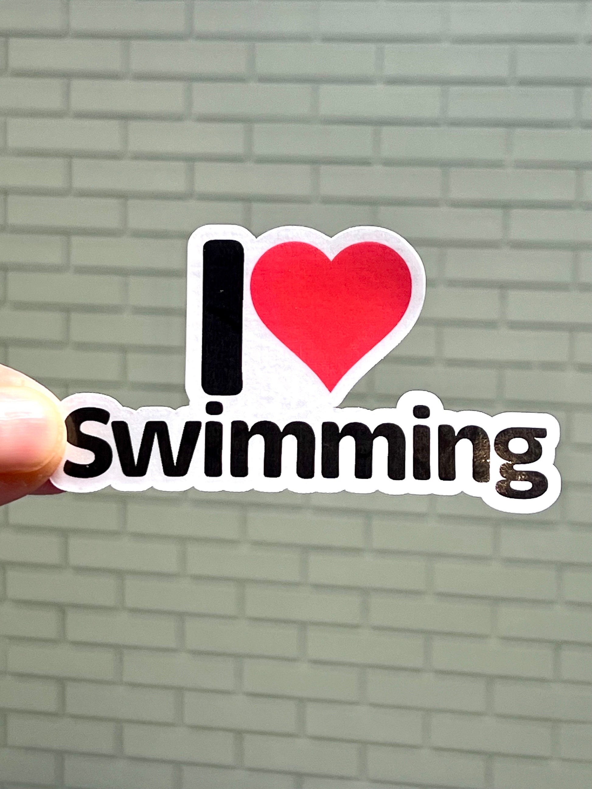I Love Swimming Vinyl Sticker