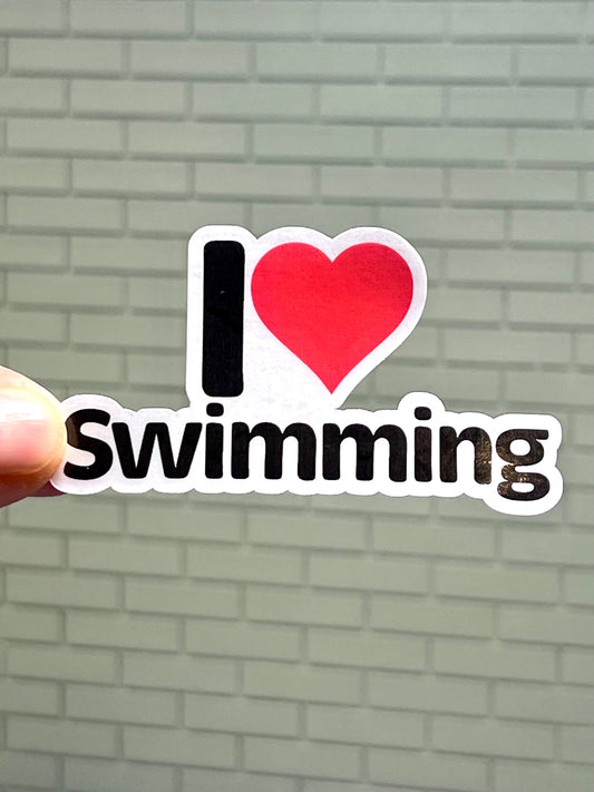 I Love Swimming Vinyl Sticker