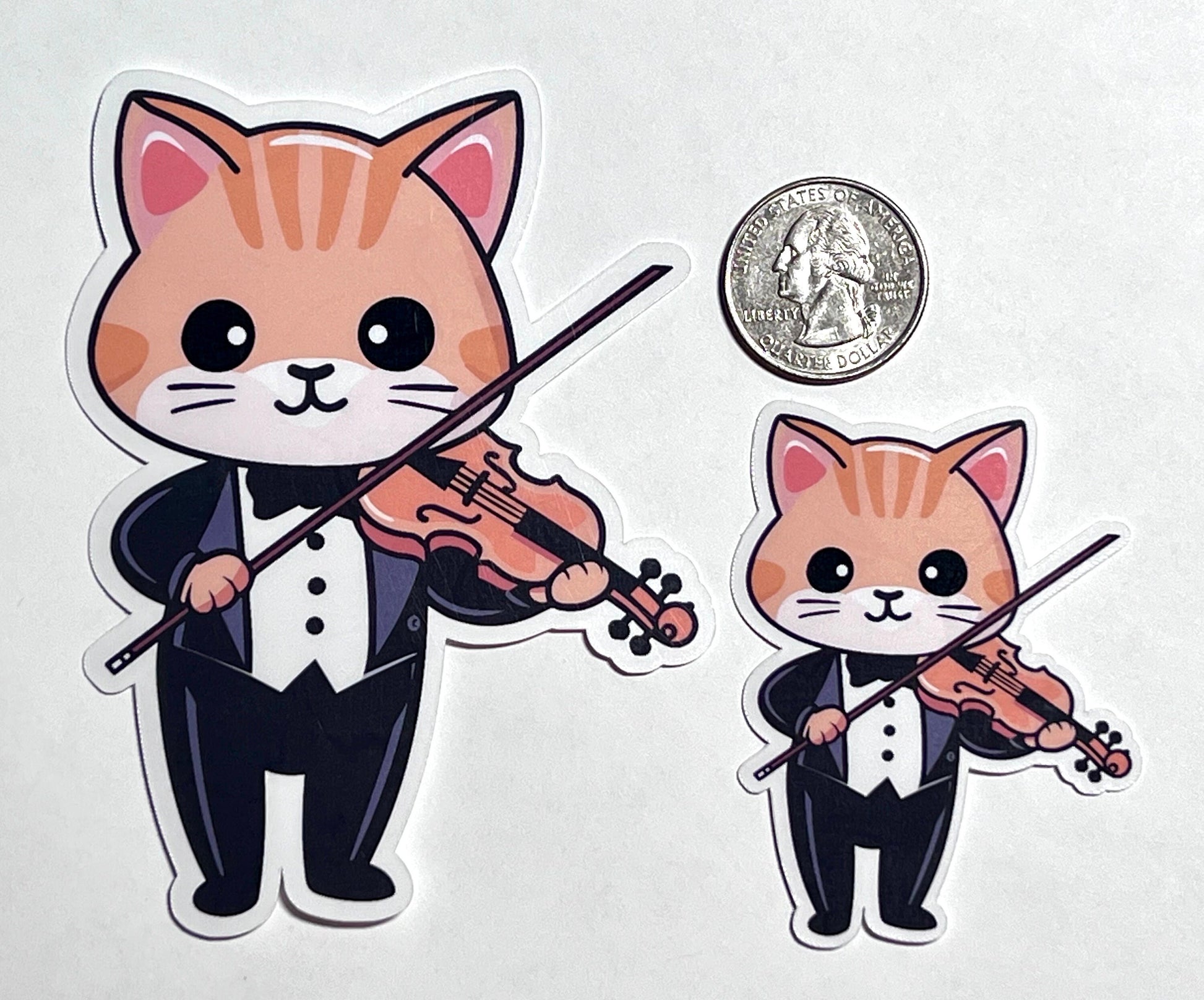 Violin Cat Vinyl Sticker image 2
