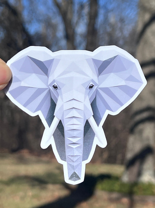 Elephant Sticker | Stylized Geometric Elephant Head Vinyl Sticker