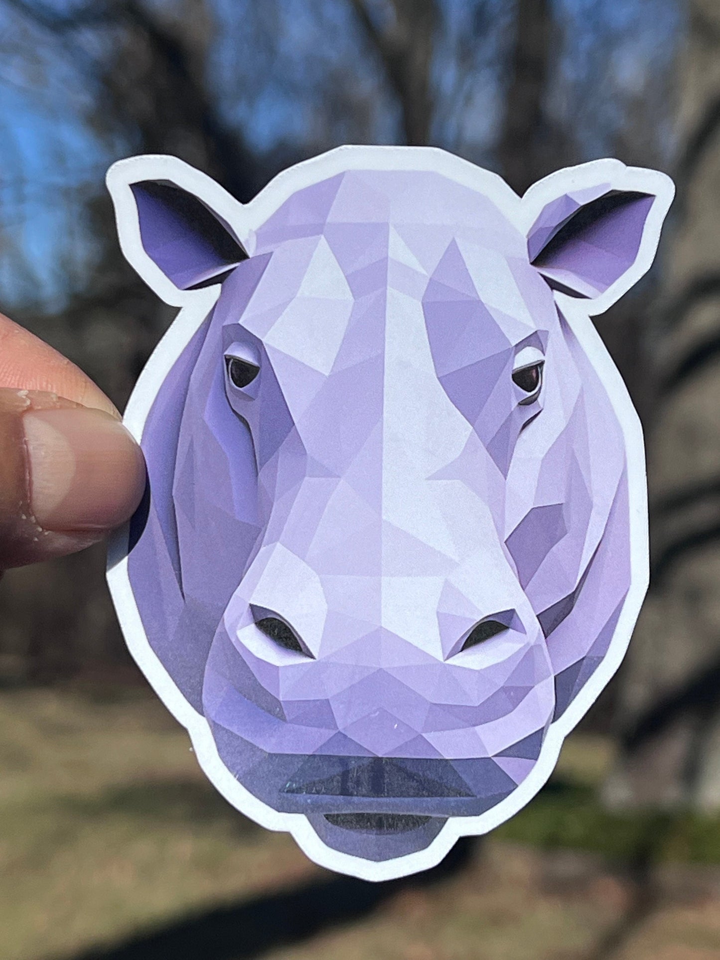Geometric Hippo Head Vinyl Sticker