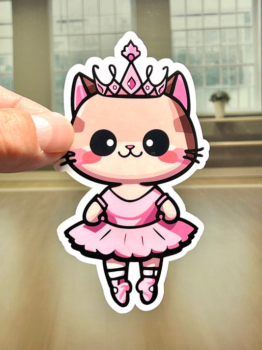 Ballerina Kitty Sticker | Cute Ballet Kitty Vinyl Sticker