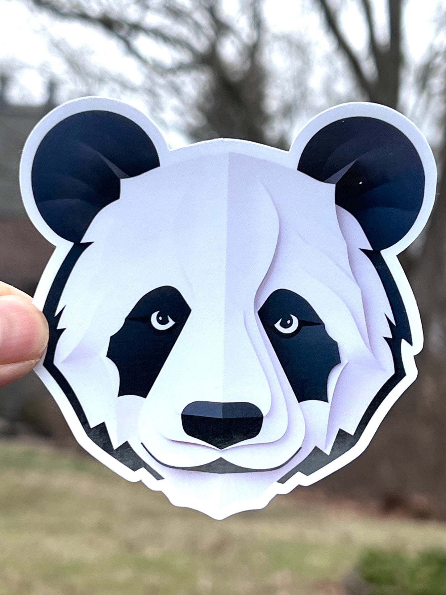 Geometric Panda Head Vinyl Sticker