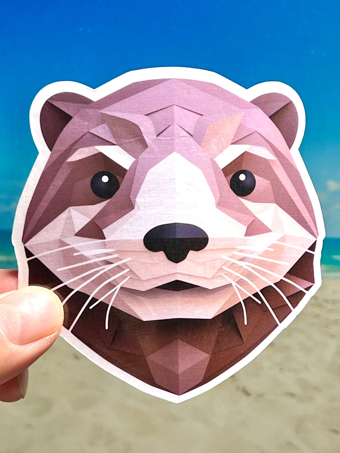 Geometric Sea Otter Head Vinyl Sticker
