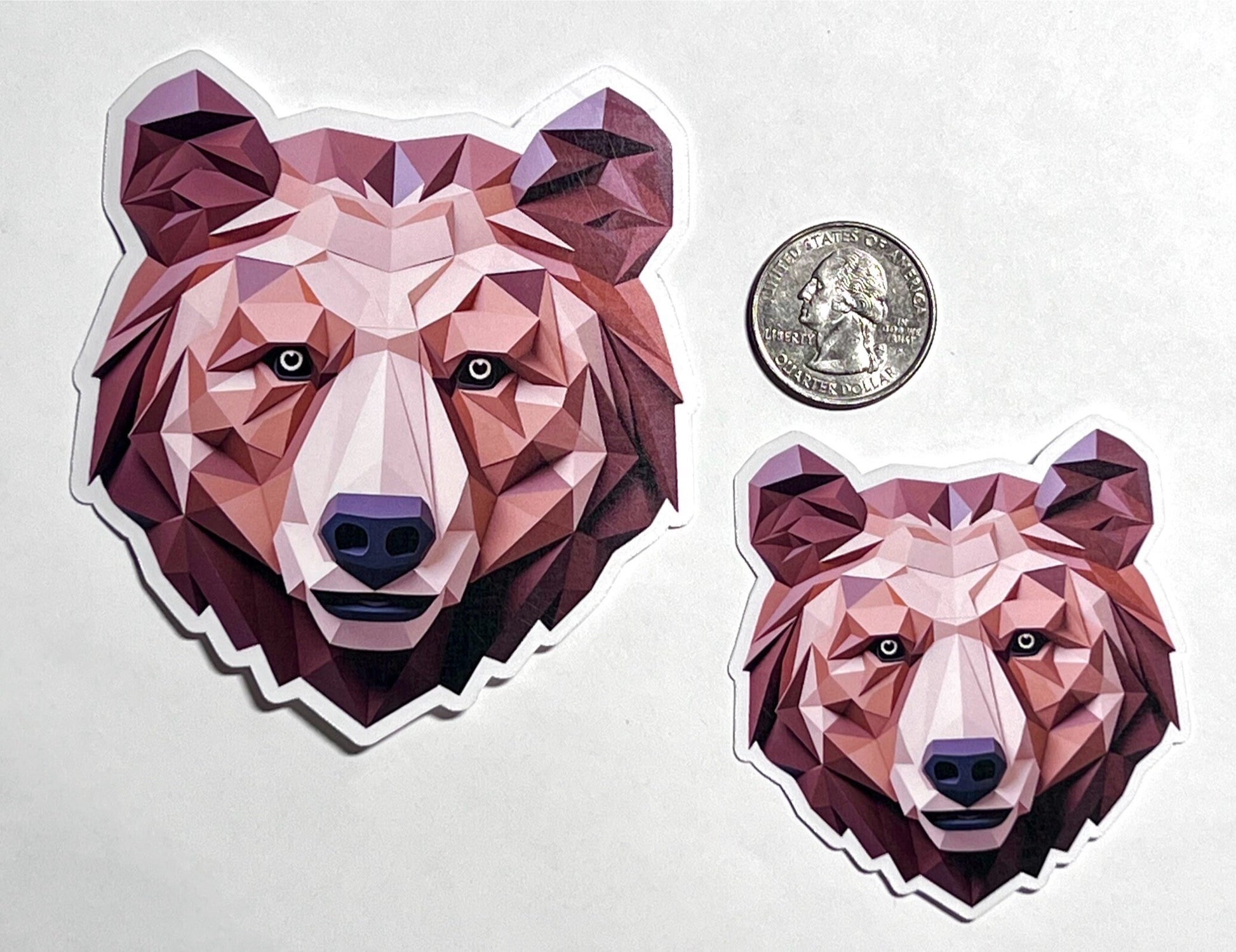 Geometric Brown Bear Vinyl Sticker image 2