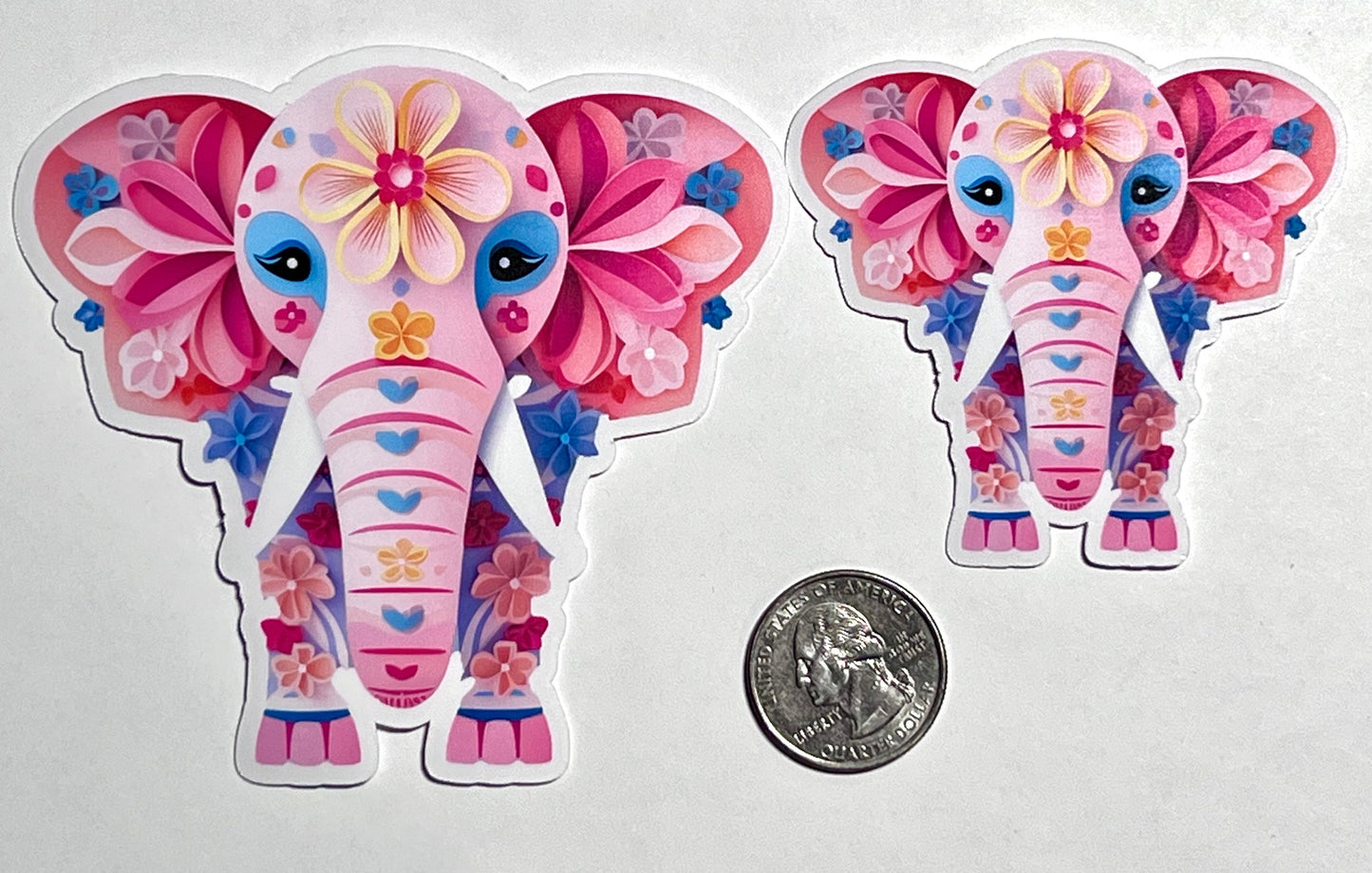 Pink Floral Elephant Vinyl Sticker image 2