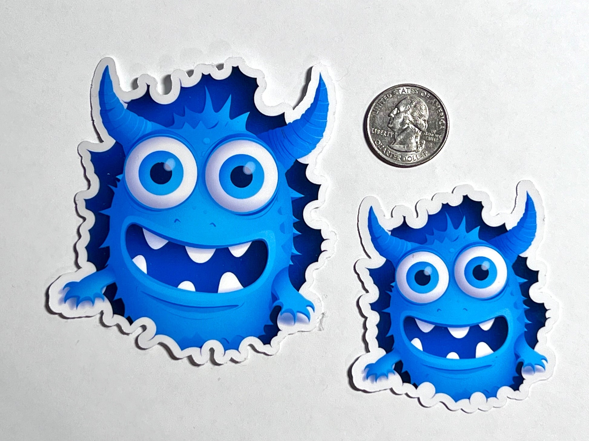 Blue Monster Punching Through Wall Vinyl Sticker image 2