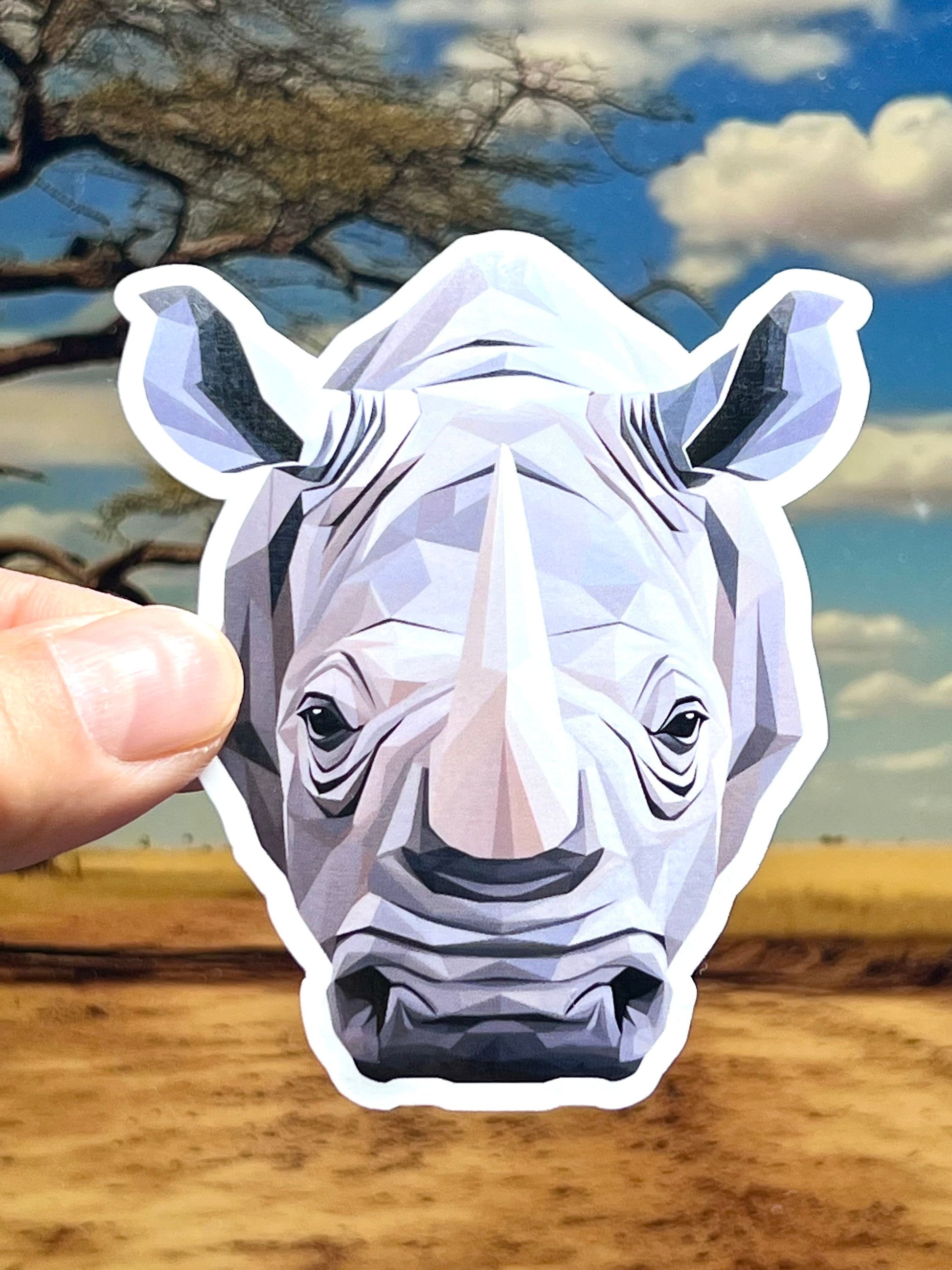Geometric Rhino Head Vinyl Sticker