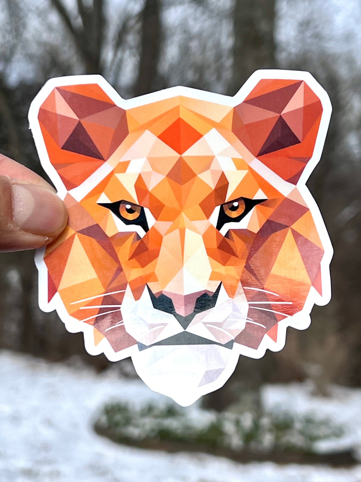 Geometric Lioness Head Vinyl Sticker