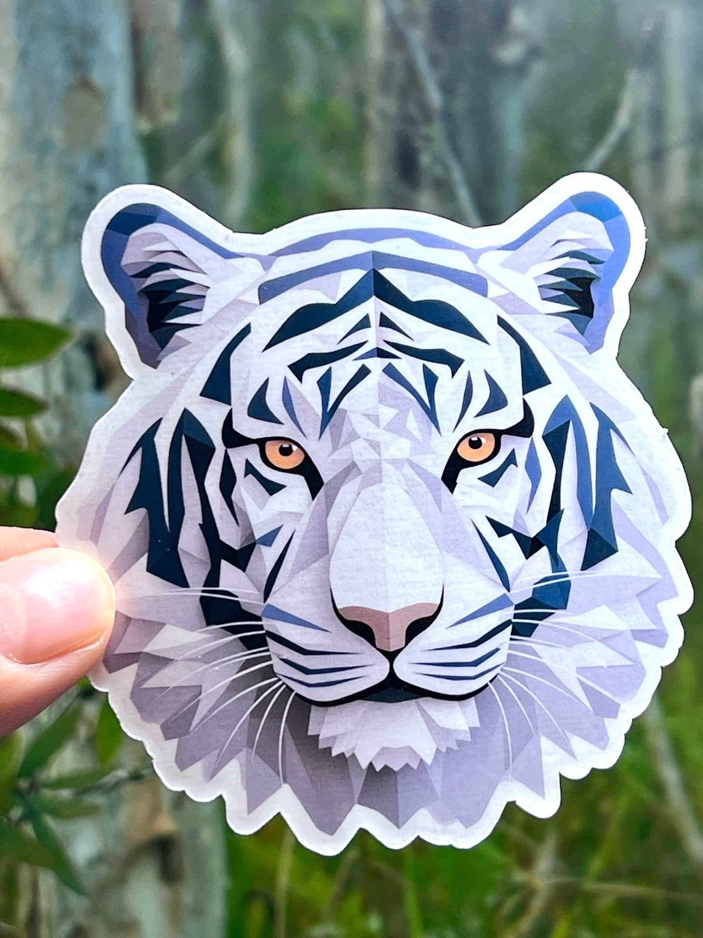 Geometric White Tiger Vinyl Sticker