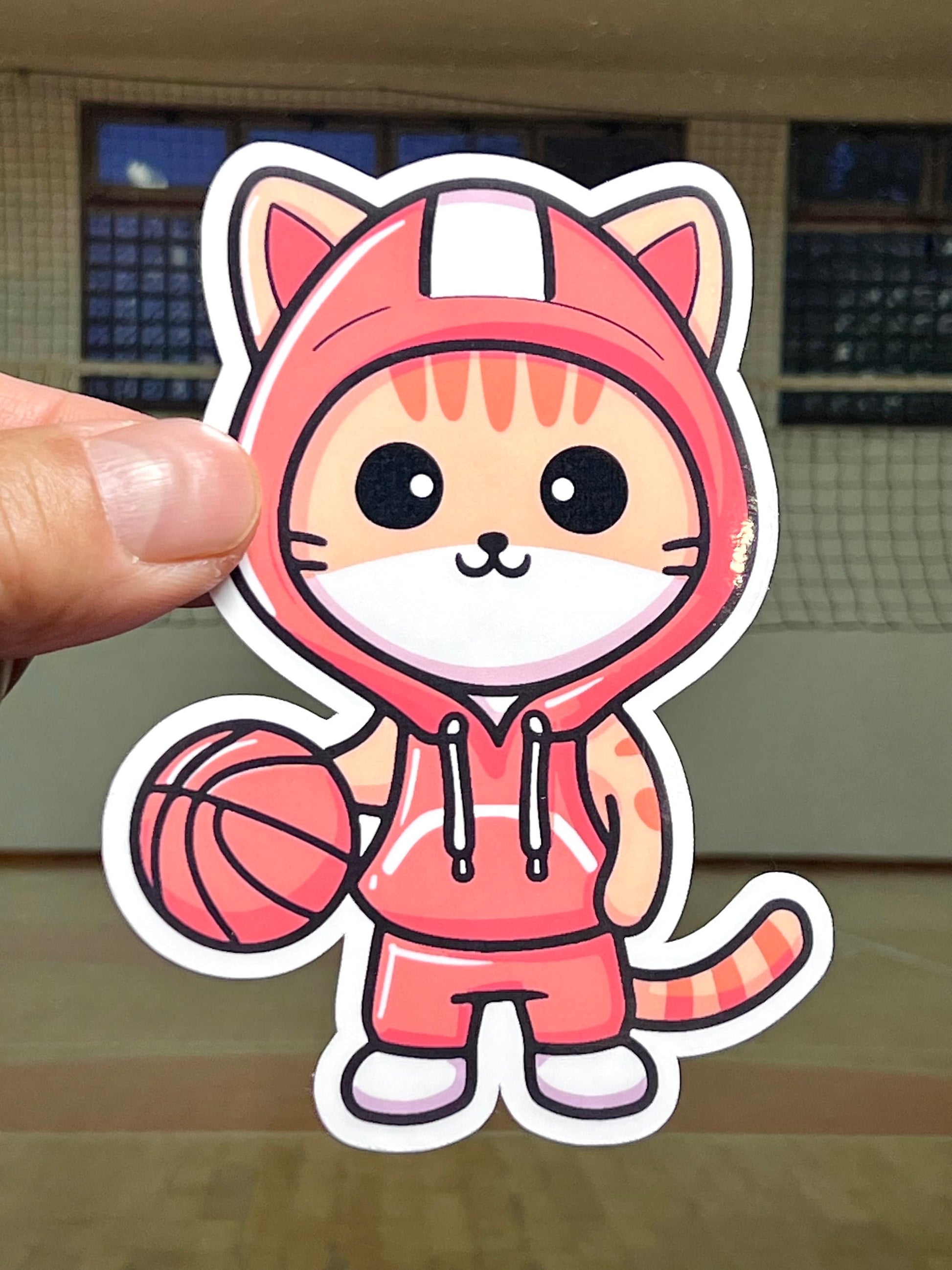 Basketball Cat Vinyl Sticker
