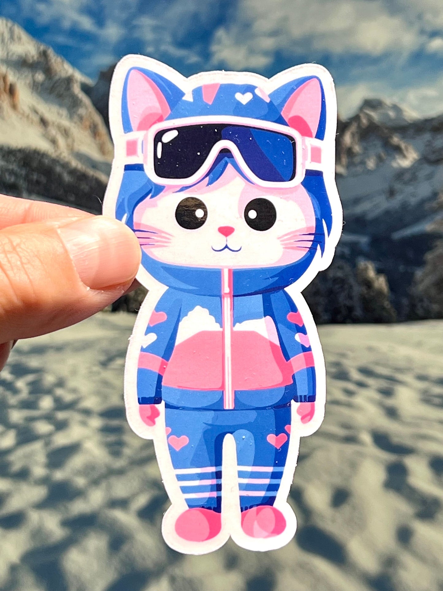 Ski Girl Cat | Winter Ski Kitty Sticker | Ski Competition Cat  | Skiing Cat