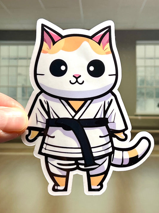 Karate Kitty Sticker | Cute Taekwondo Kitty Vinyl Sticker