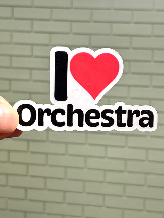 I love Orchestra Sticker | I Heart Orchestra Vinyl Sticker | Orchestra Musician Gift | Conductor Music Director