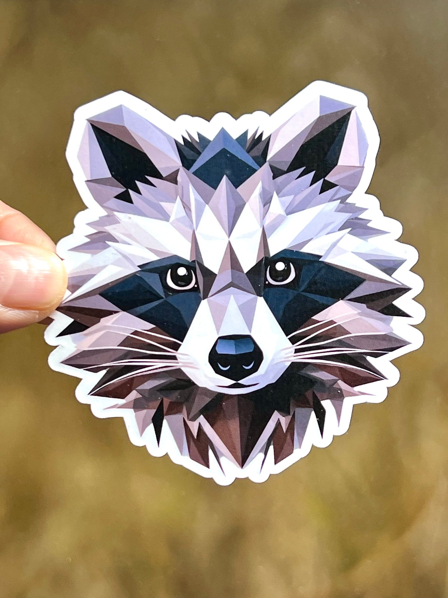 Geometric Raccoon Head Vinyl Sticker