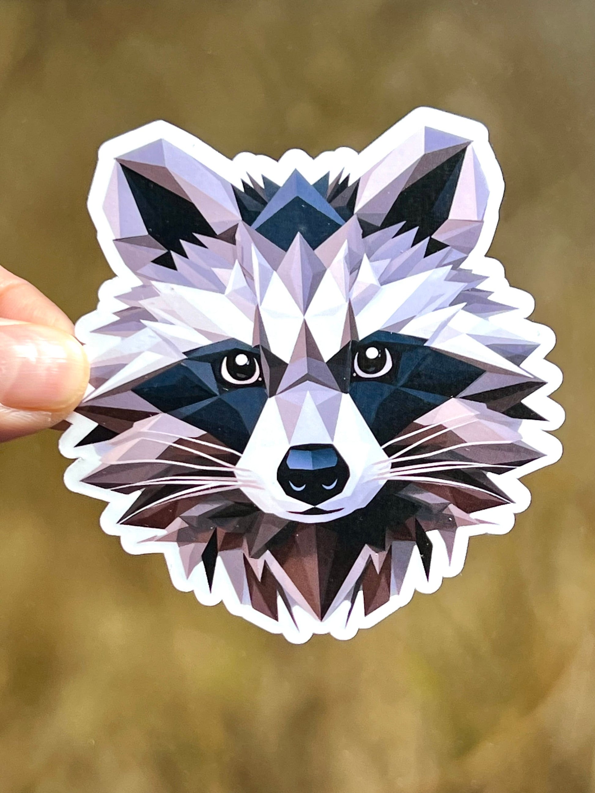 Geometric Raccoon Head Vinyl Sticker