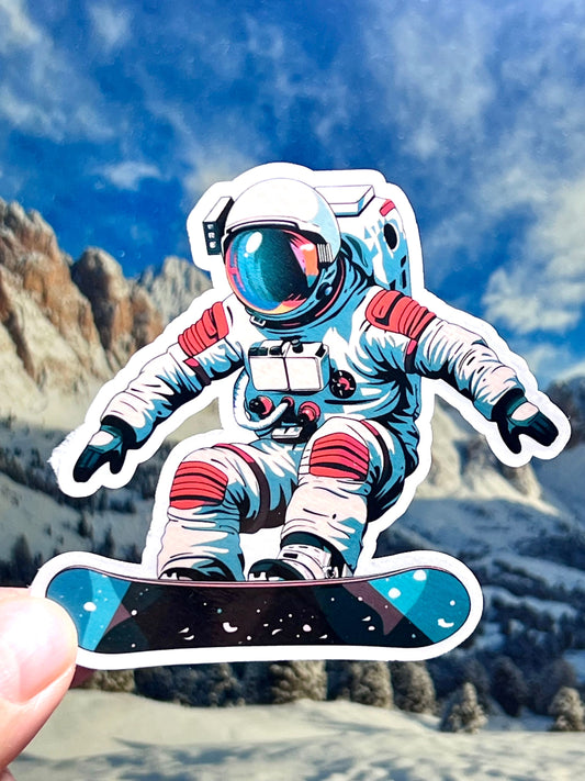 Astronaut on Snowboard Sticker | Snowboarding Astronaut Vinyl Sticker