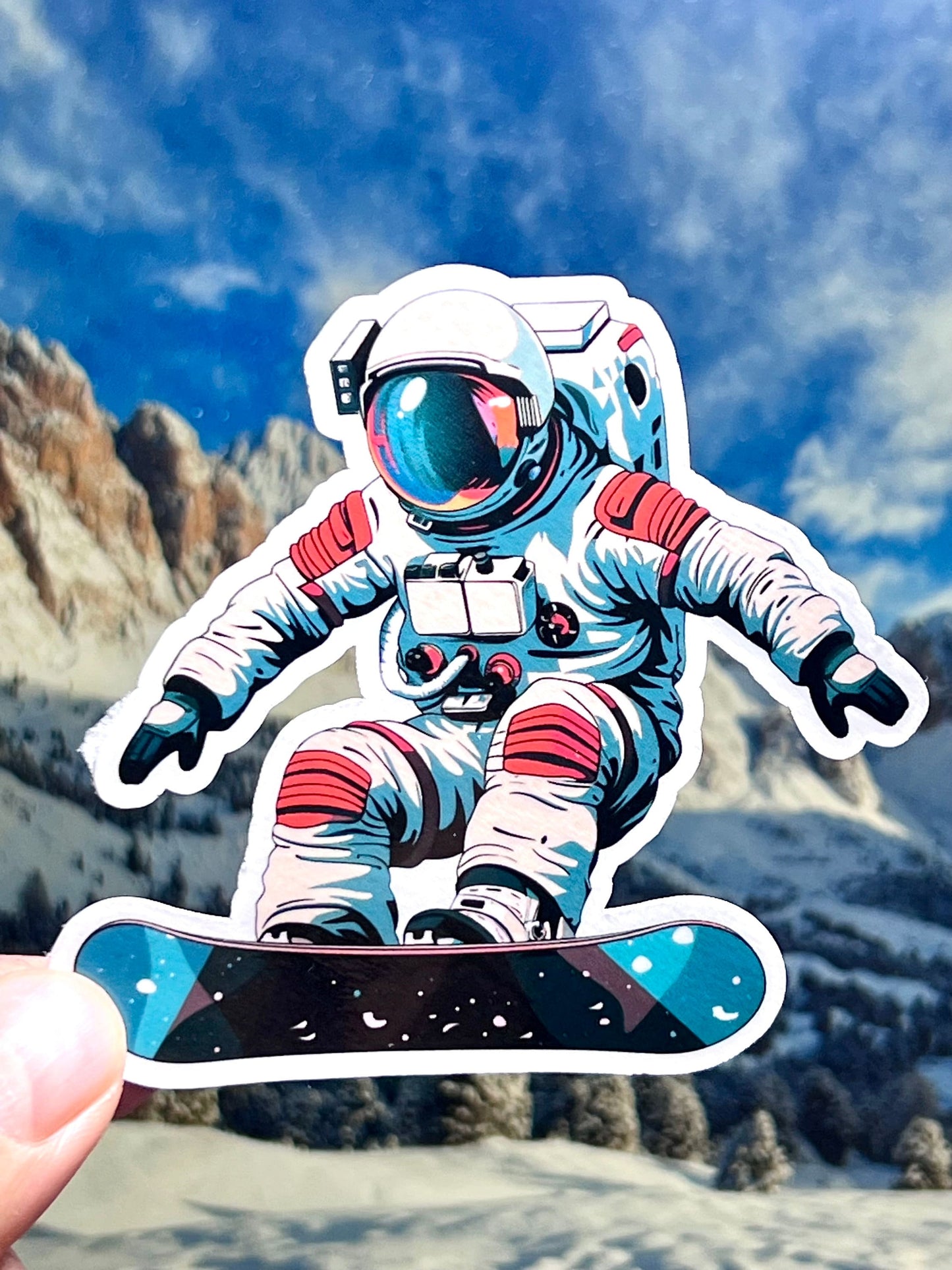 Snowboarding Astronaut Vinyl Sticker