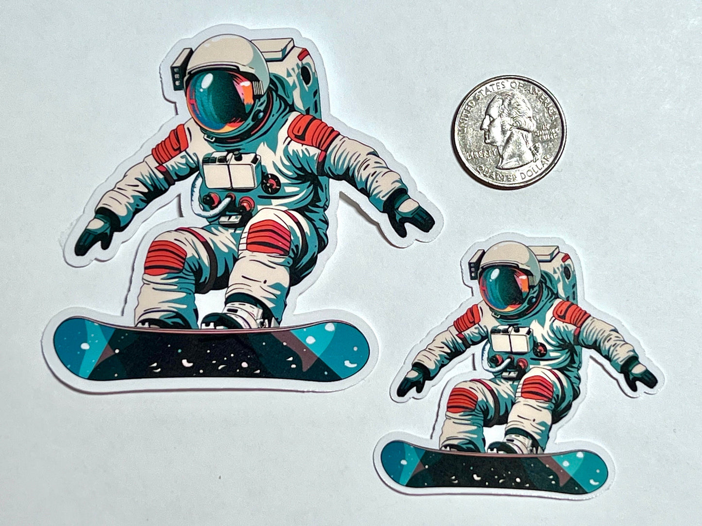 Snowboarding Astronaut Vinyl Sticker image 2