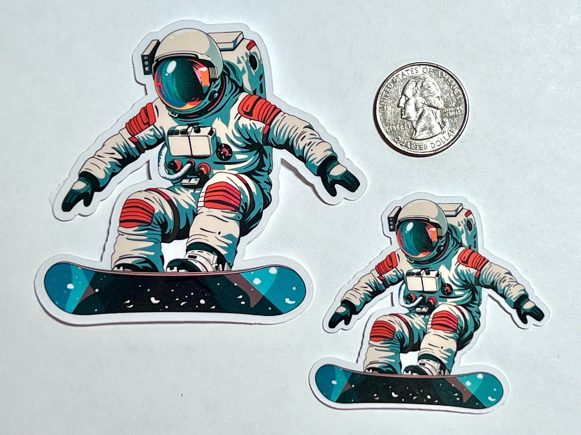 Snowboarding Astronaut Vinyl Sticker image 2