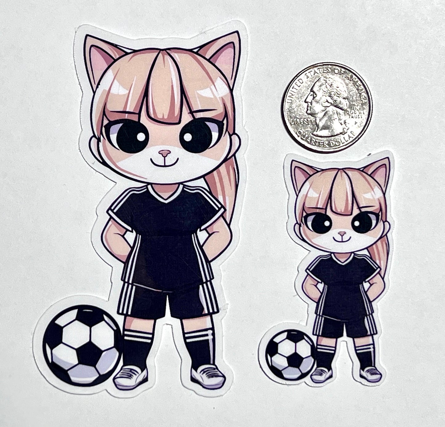 Soccer Girl Cat Vinyl Sticker image 2