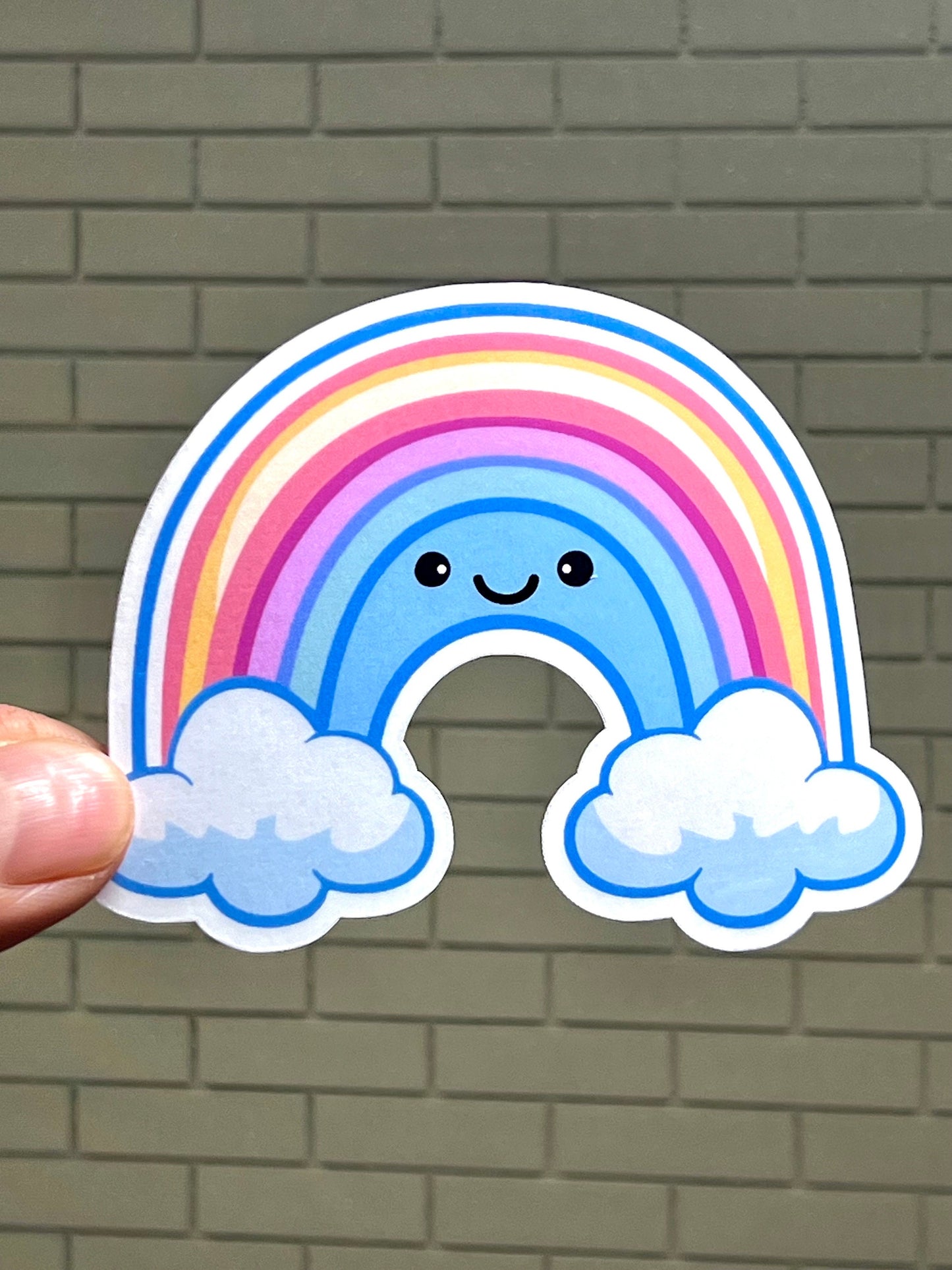 Cute Rainbow Sticker | Kawaii Happy Rainbow Vinyl Sticker