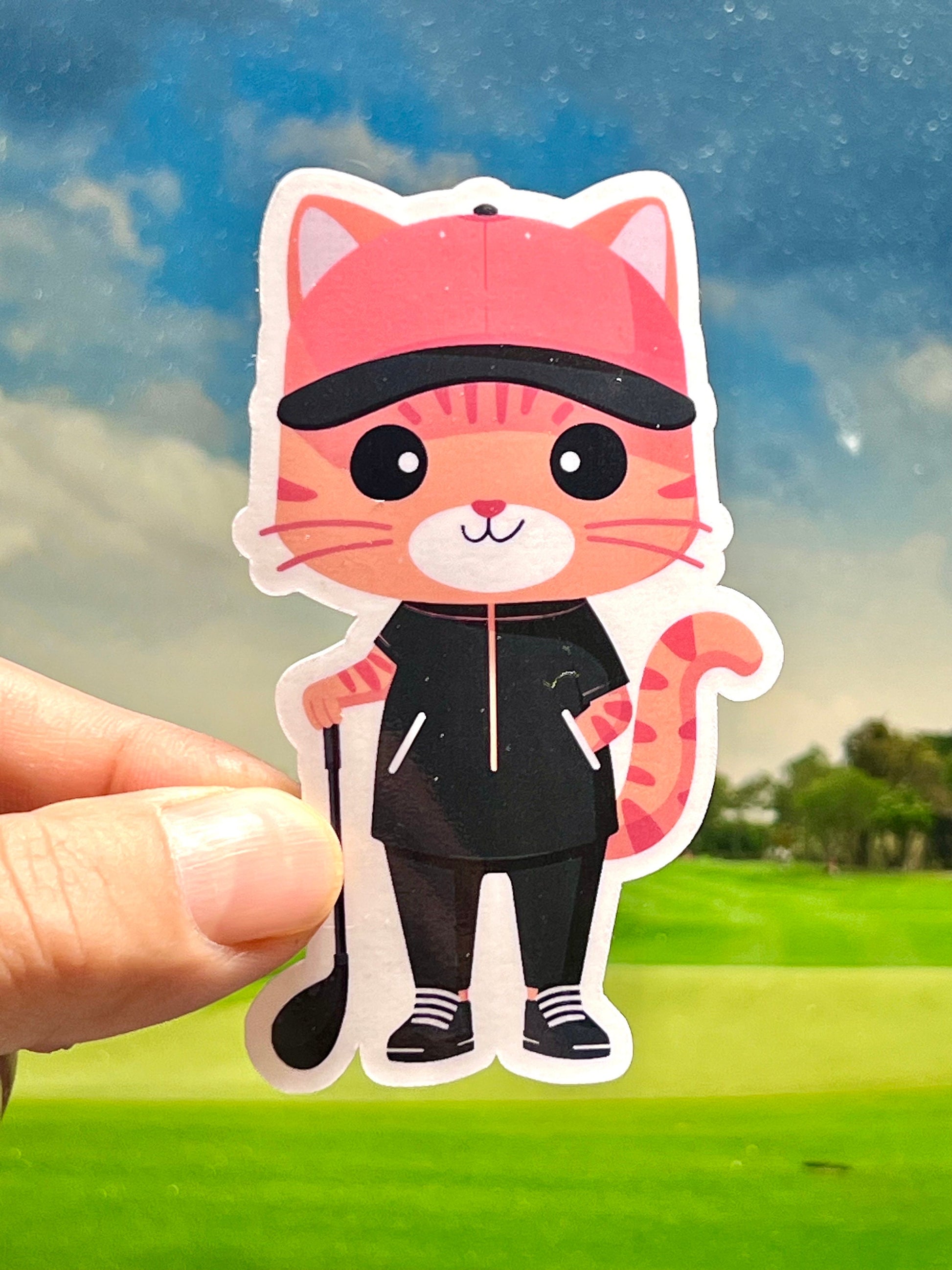 Golf Cat Mascot Vinyl Sticker