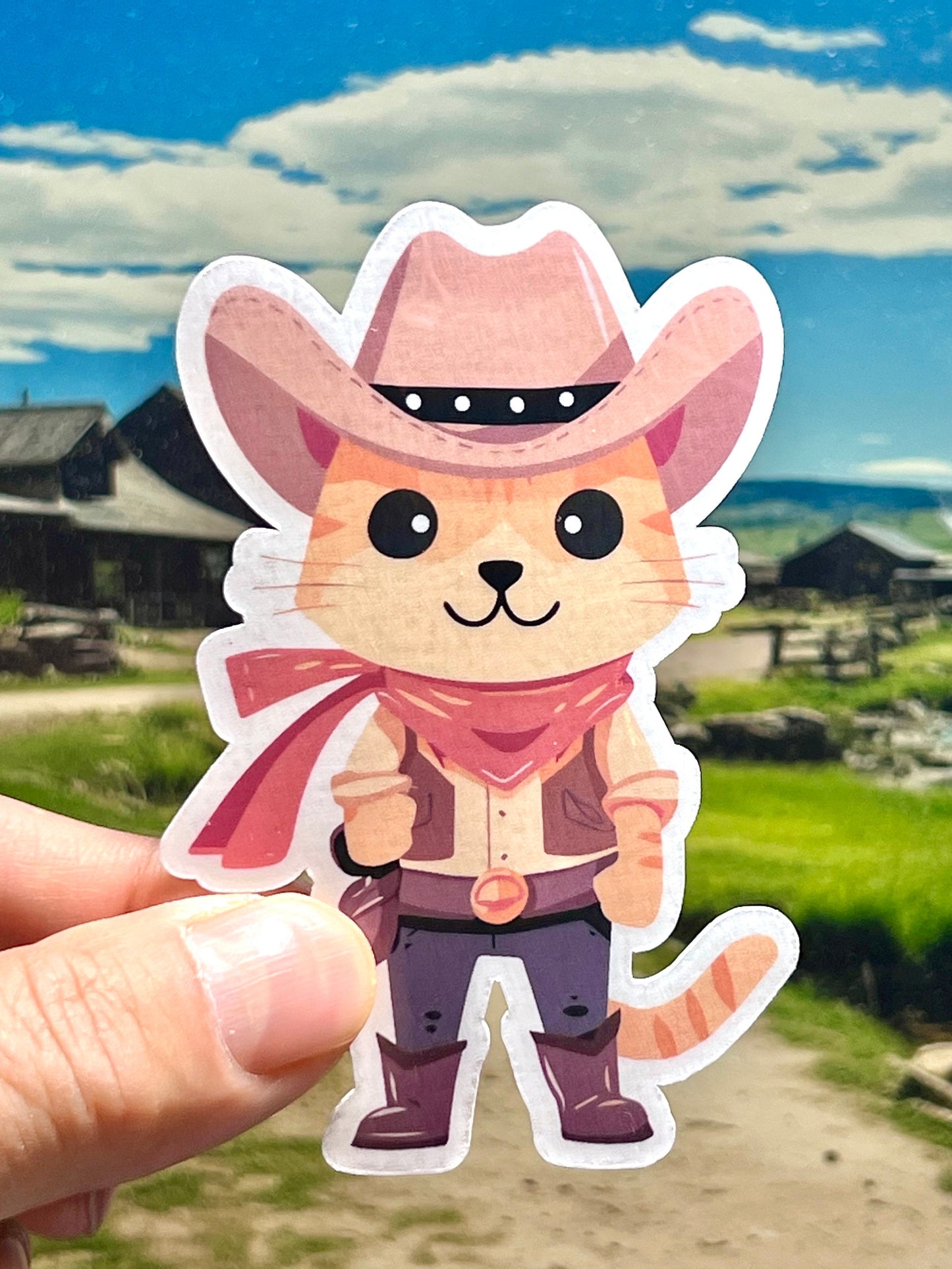 Cowboy Cat Sticker | Western Cowboy/Cowgirl Kitty Vinyl Sticker